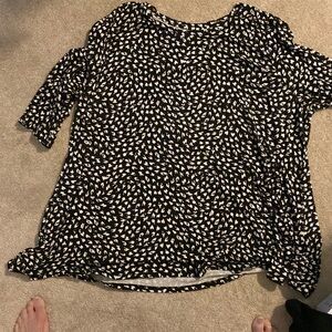 Black and cream colored print blouse